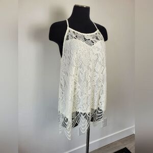 White Lace Camisole Racerback Y2K Victorian 50s Gatsby Cottage Fairy Gypsy XL